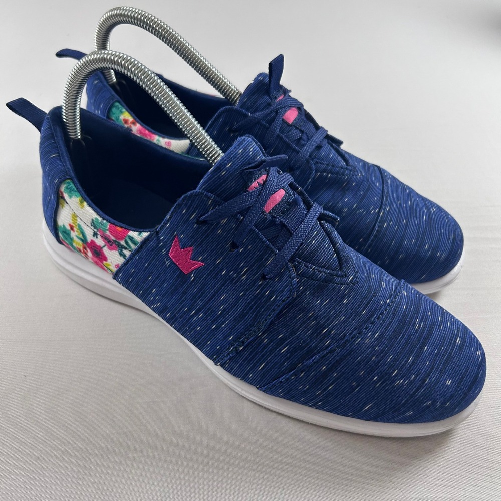 Brunswick Envy Bowling Shoes Womens 8.5 Blue Floral Lace Up Performance